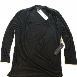 Laila Jayde Dorsi Front Drape Ribbed Knit Top (Sm)